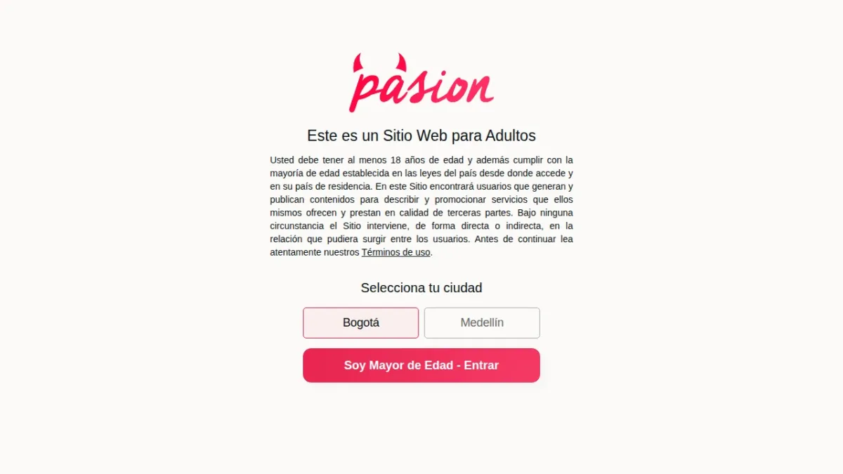 Captura de la página de inicio de Pasion Prepagos