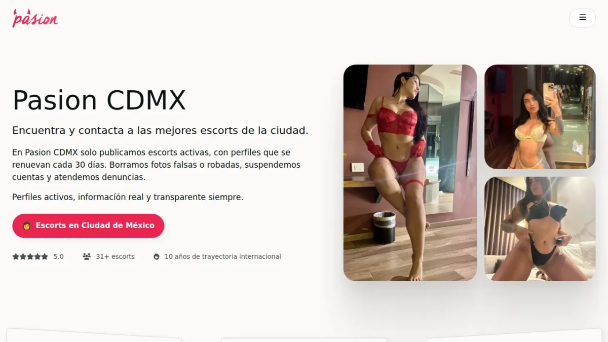 Captura de la página de inicio de Pasion CDMX