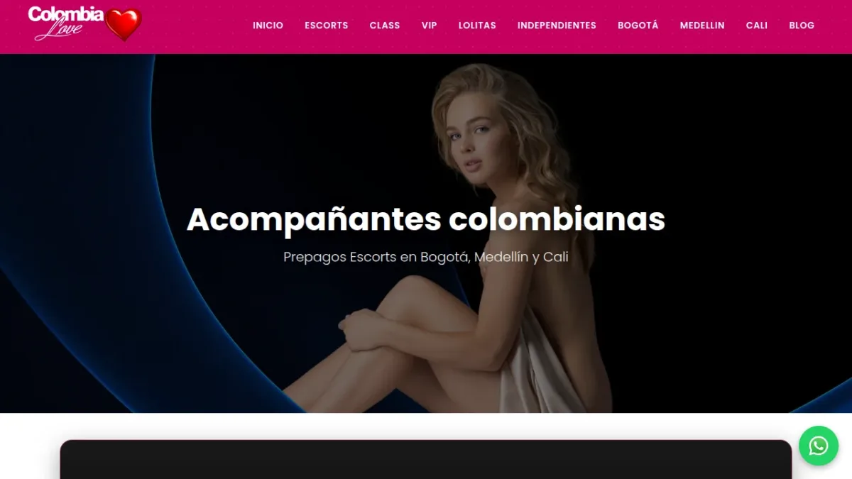 Captura de la página de inicio de Colombia Love