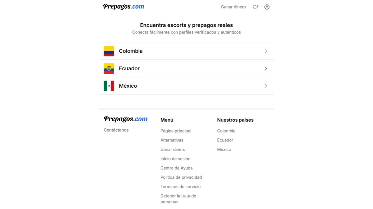 Captura de la página de inicio de Prepagos.com