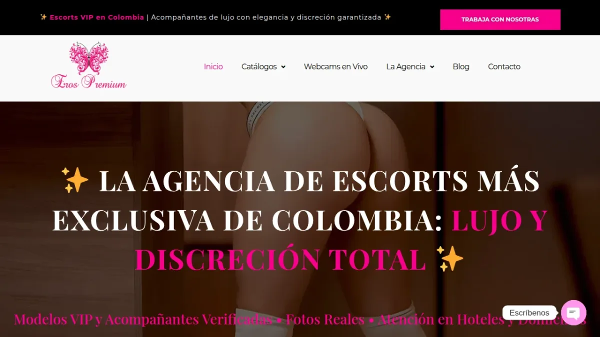 Captura de la página de inicio de Eros Premium