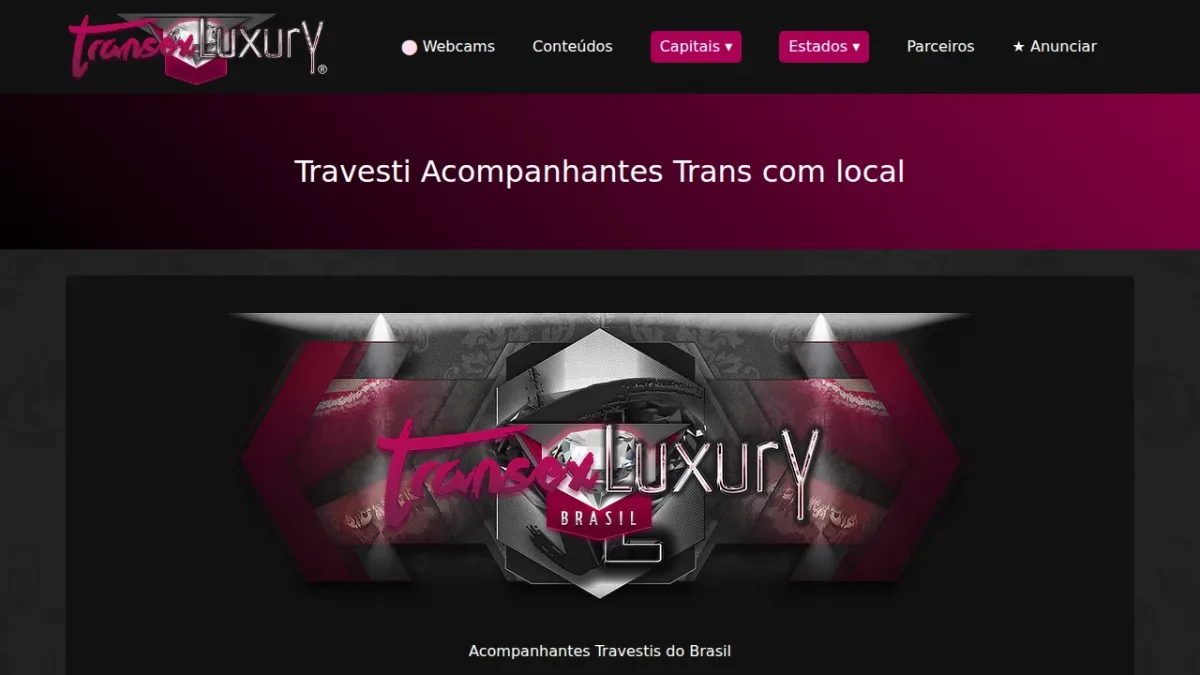 Captura de la página de inicio de Transex Luxury