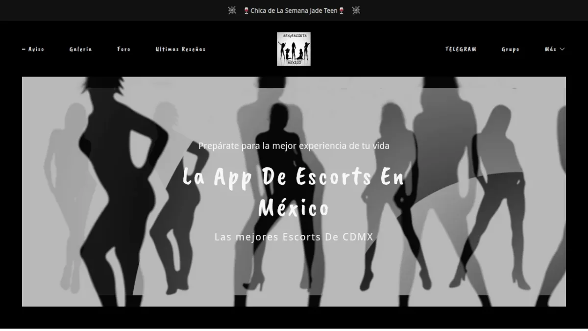 Captura de la página de inicio de App Sexy Escorts
